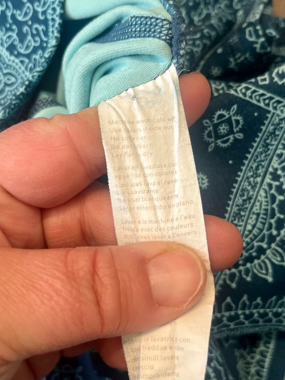Fabletics Boost PowerHold High-Waisted 7/8 Legging Blue Bandana Paisley Small - Picture 10 of 14